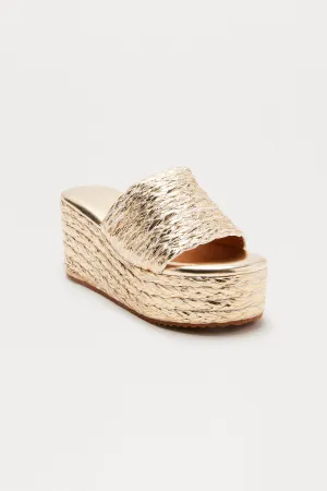 Amby Jute Platform Wedges - Gold