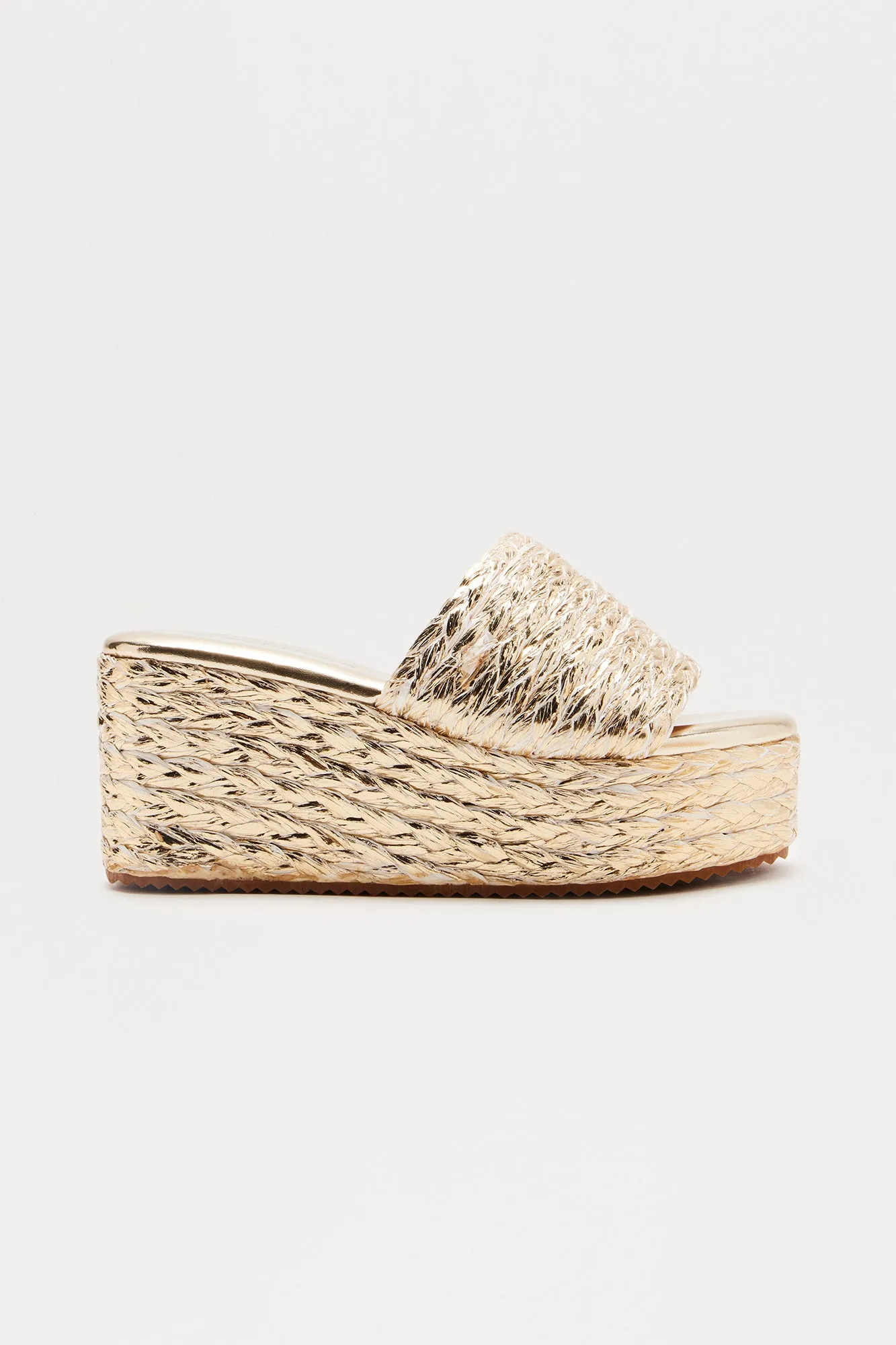 Amby Jute Platform Wedges - Gold