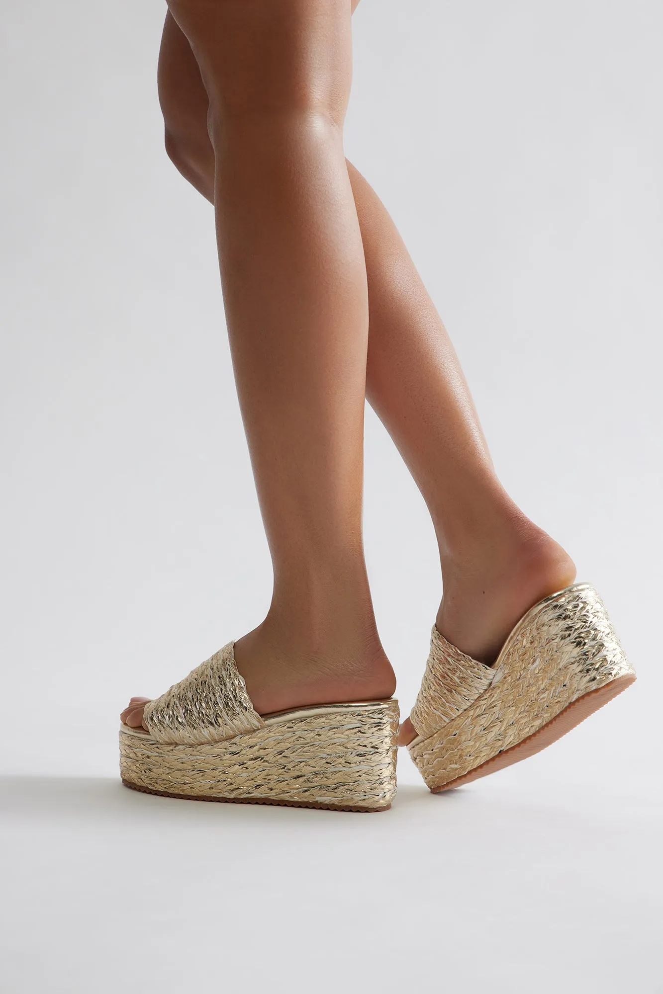 Amby Jute Platform Wedges - Gold