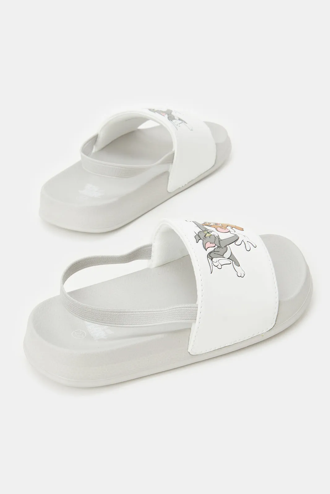 Boys Grey Tom & Jerry Slingback Slide