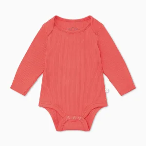 Coral Ribbed Long Sleeve Bodysuit