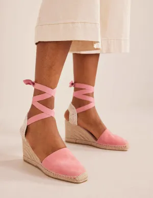 Esme Espadrille Wedges-Blush Suede