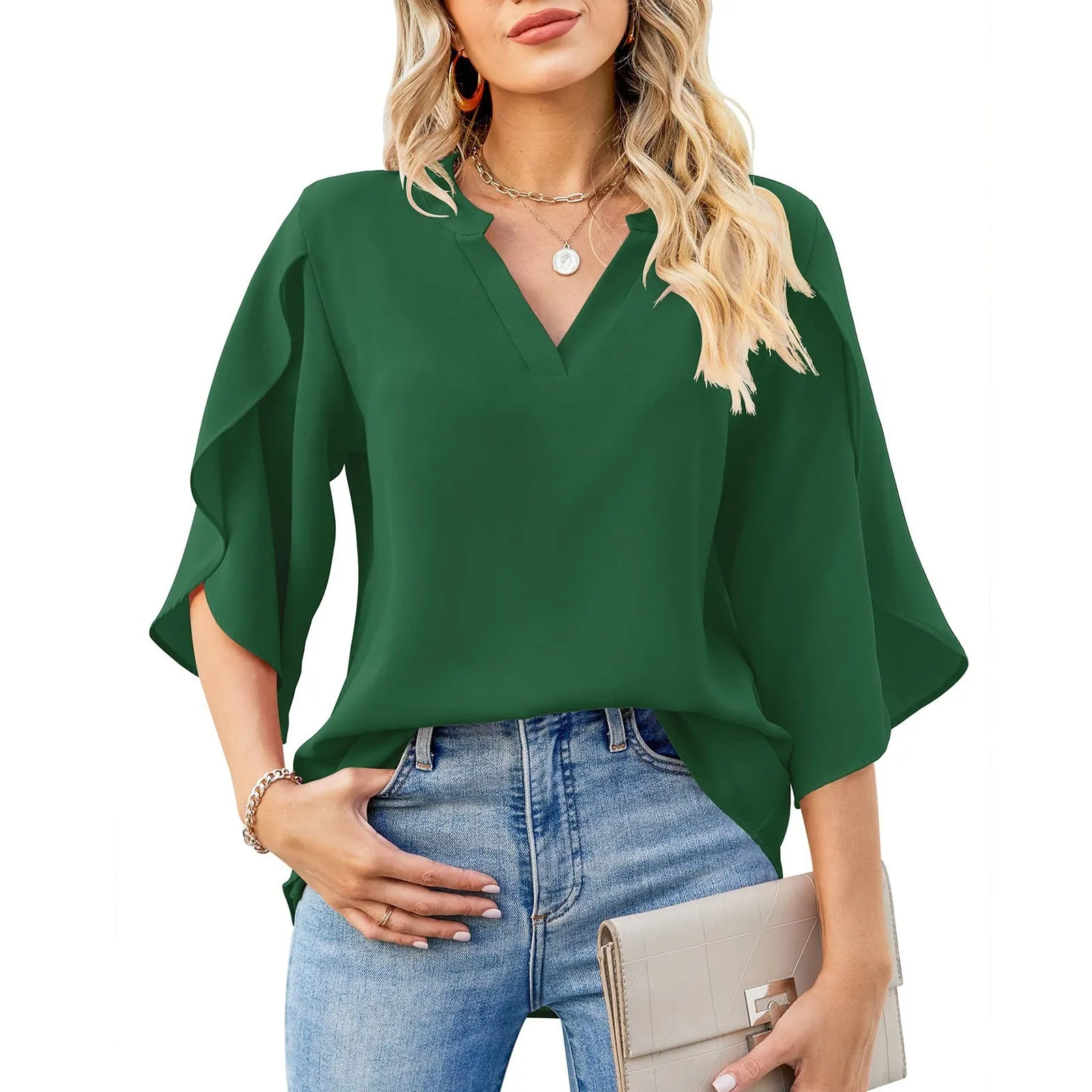 Fashion Petal Sleeve Loose Shirt