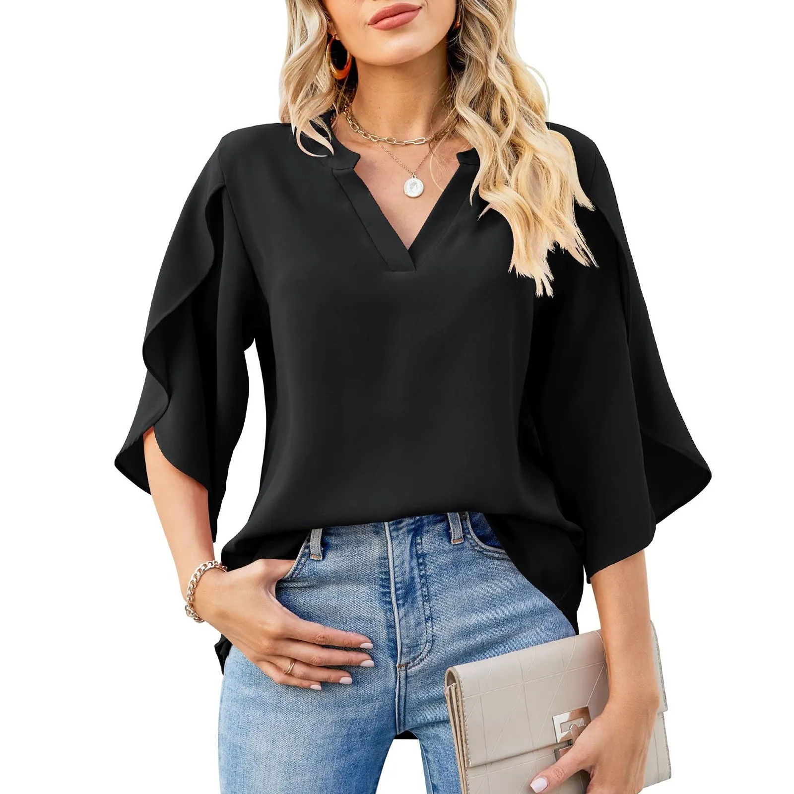 Fashion Petal Sleeve Loose Shirt