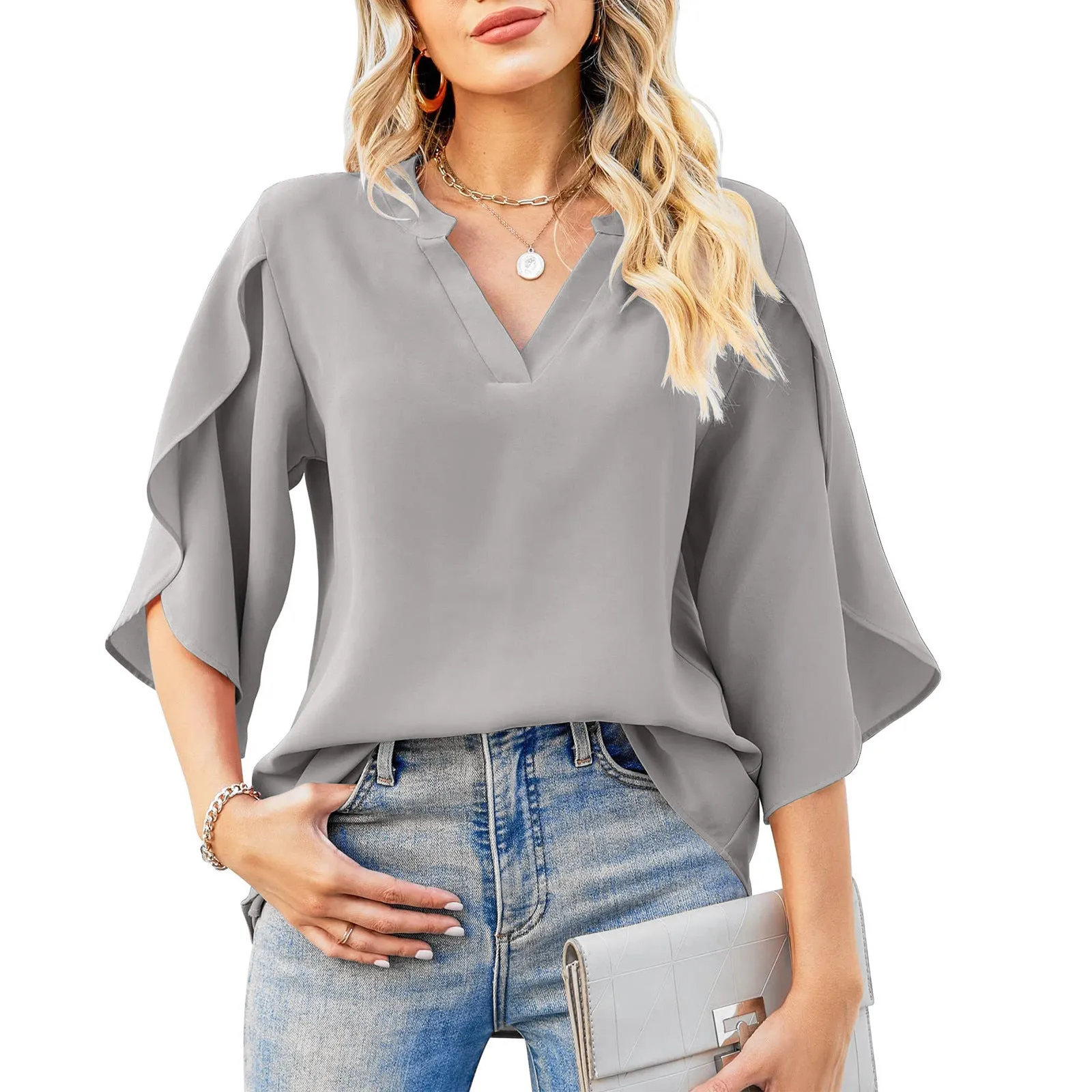 Fashion Petal Sleeve Loose Shirt