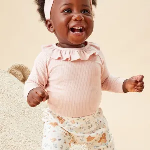 Ribbed Frill Collar Bodysuit