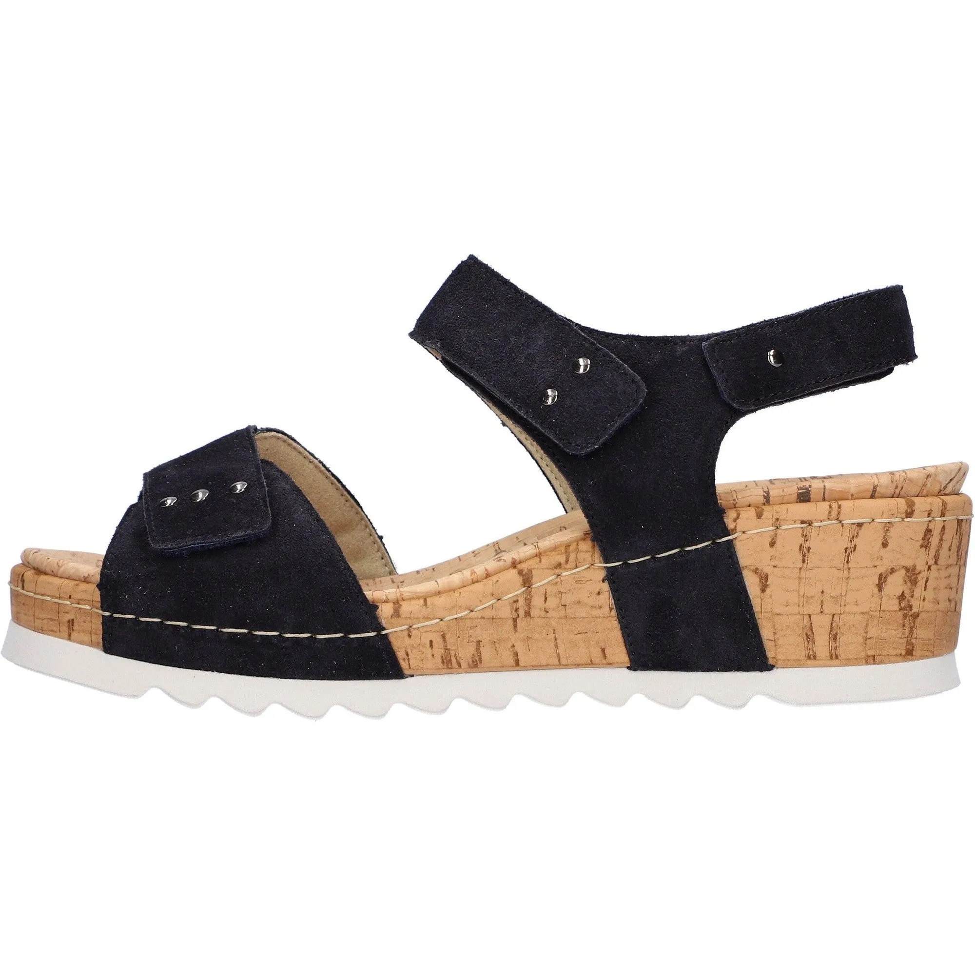 Waldlaufer 773006 195 194 H-Marla Ladies Navy Blue Suede Arch Support Touch Fastening Sandals